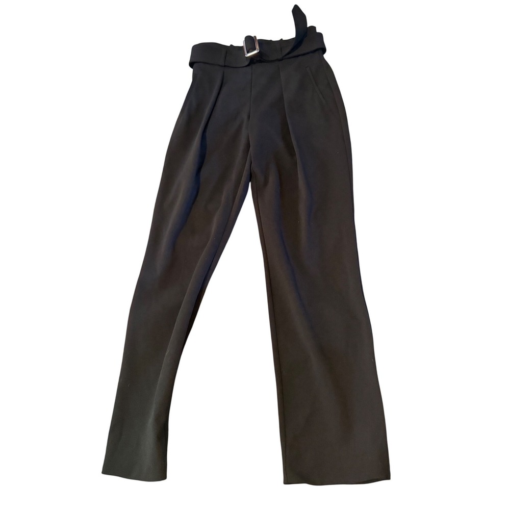 Tahari T Womens Black Paperbag Waist Belted Pleated Trousers Pants XS TP